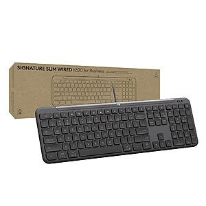 Logitech Signature Slim Wired K620 Full-Size Keyboard (Graphite) $28.50