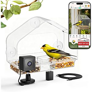 RichBird Smart Window Bird Feeder w/ 2K Camera & AI Identification $15
