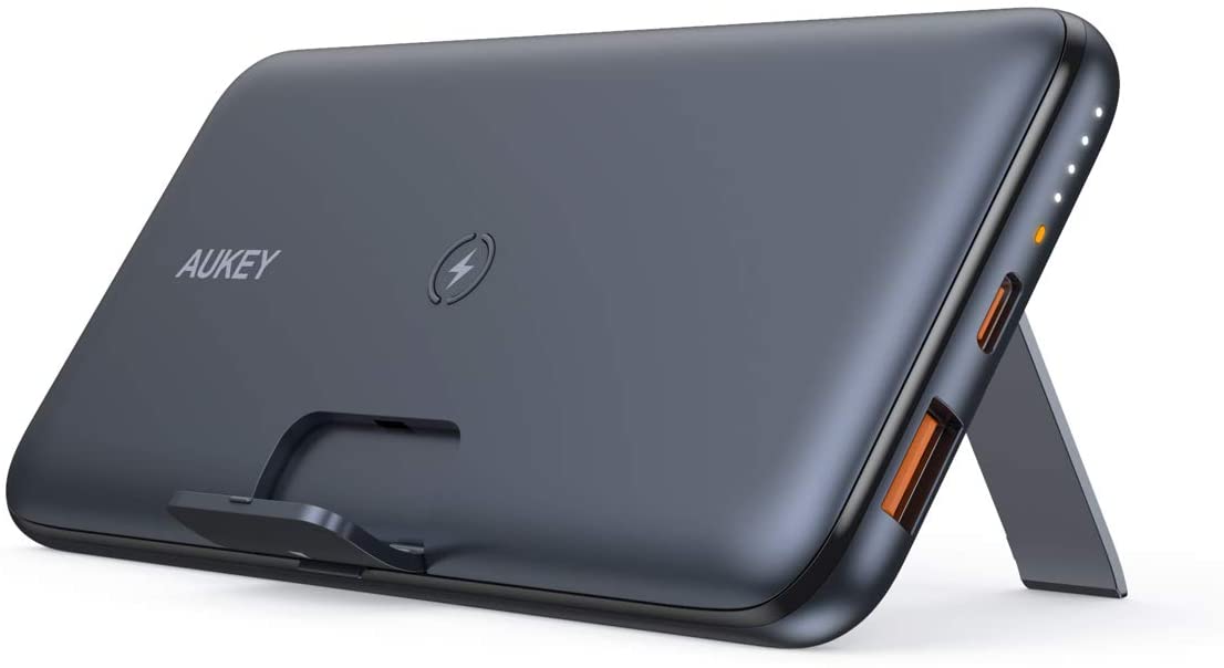 Aukey 10,000 MAH Wireless Charger USB-C Power Bank With Stand Just $27 (was $40)